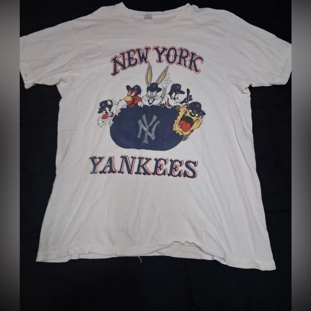 Vintage 90s Looney Tunes Hanes New York Yankees Lot Shirt Screen Stars XL